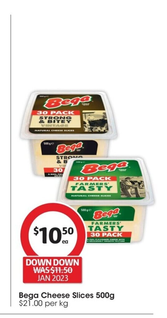Bega Cheese Slices 500g offer at Coles