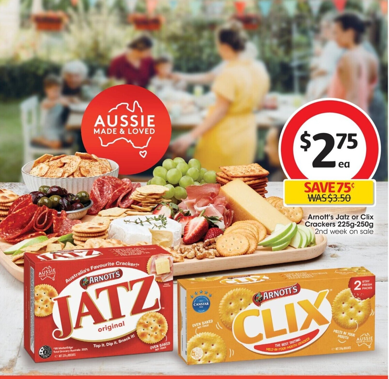 Arnott's Jatz or Clix Crackers 225g250g offer at Coles