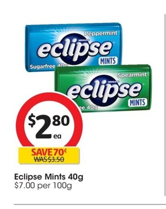 Coles Eclipse Mints 40g offer