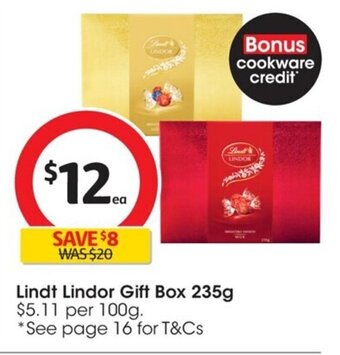 Coles Lindt Lindor Gift Box 235g offer