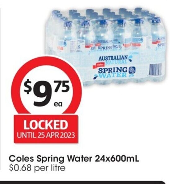 Coles Spring Water 24x600 ml offer at Coles