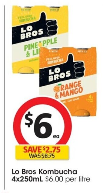 Coles Lo Bros Kombucha 4x250ml offer