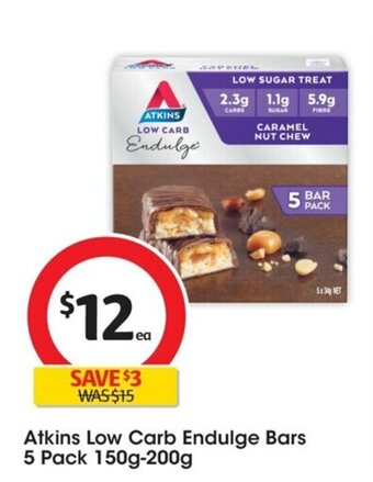 Coles Atkins Low Carb Endulge Bars 5 Pack 150g-200g offer