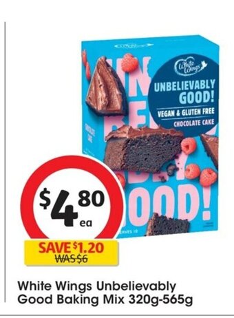 Coles White Wings Unbelievably Good Baking Mix 320g-565g offer