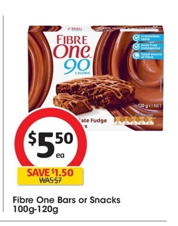 Fibre One Bars or Snacks 100g120g offer at Coles