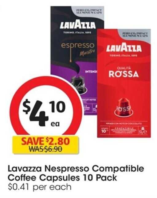 Lavazza Nespresso Compatible Coffee Capsules 10 Pack offer at Coles