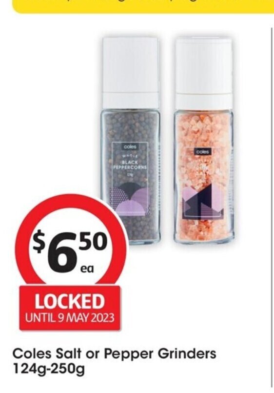 Coles Salt or Pepper Grinders 124g250g offer at Coles