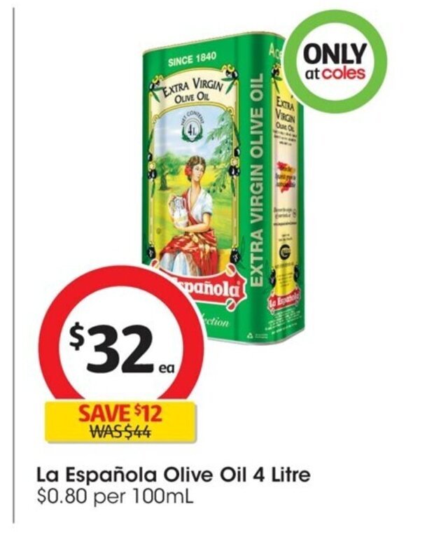 La Española Olive Oil 4 Litre offer at Coles