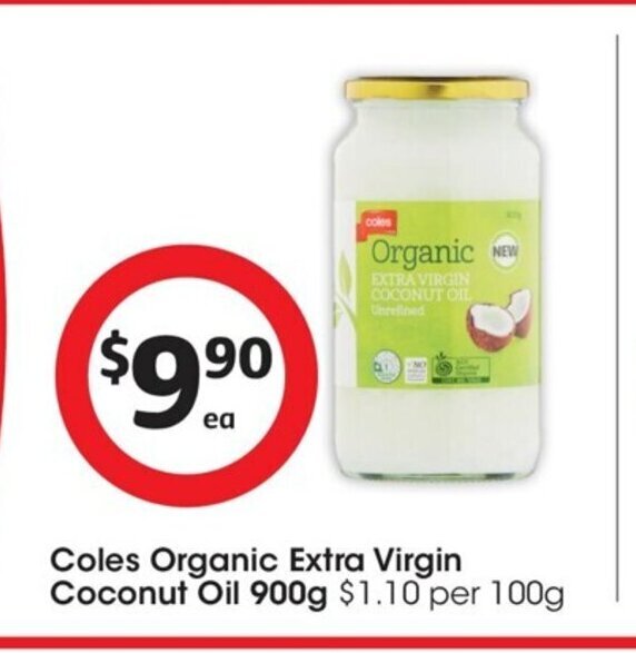 Coles Organic Extra Virgin Coconut Oil 900g offer at Coles