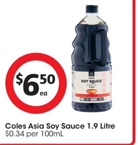 Coles Asia Soy Sauce 1.9 Litre offer at Coles