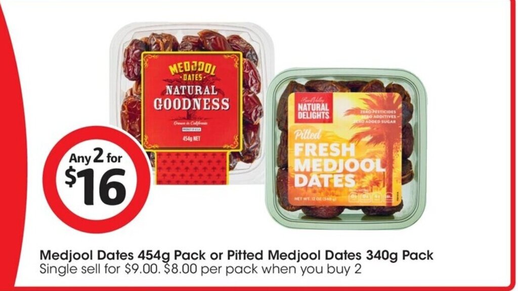 Medjool Dates 454g Pack or Pitted Medjool Dates 340g Pack offer at Coles