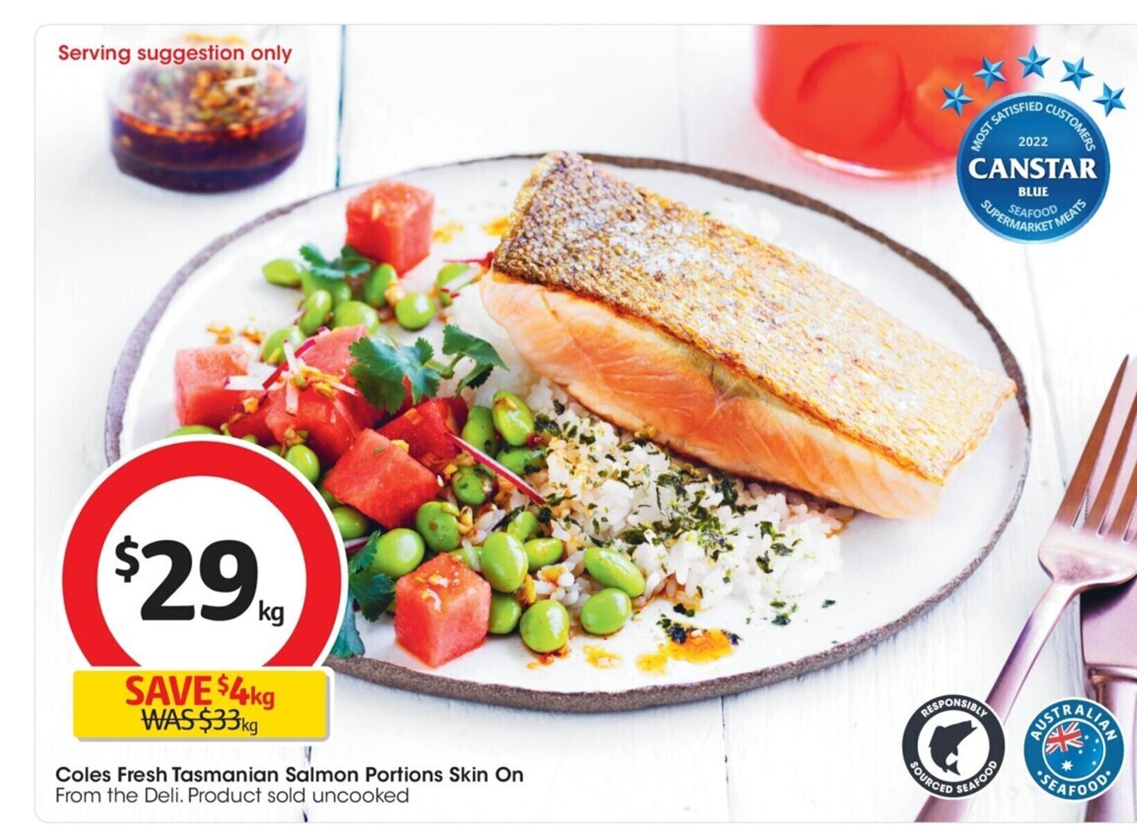 Coles Fresh Tasmanian Salmon Portions Skin On offer at Coles