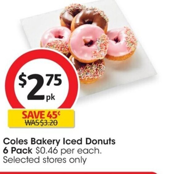 Coles Bakery Iced Donuts 6 Pack offer at Coles
