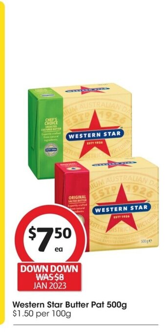 Coles Western Star Butter Pat 500g offer
