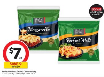 Coles Perfect Italiano Grated Cheese 450g offer