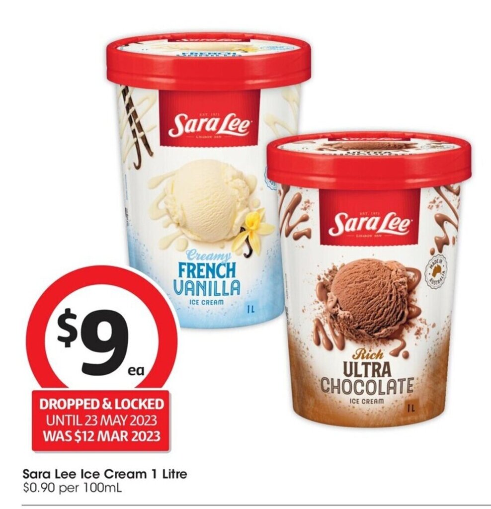 Sara Lee Ice Cream 1 Litre offer at Coles