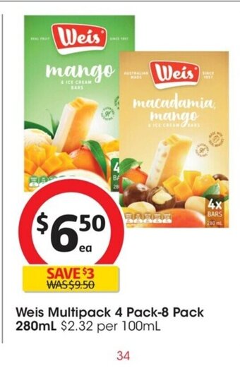Coles Weis Multipack 4 pack-8 pack 280ml offer