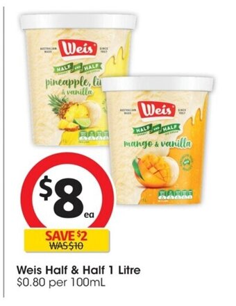 Coles Weis Half & Half 1 Litre offer
