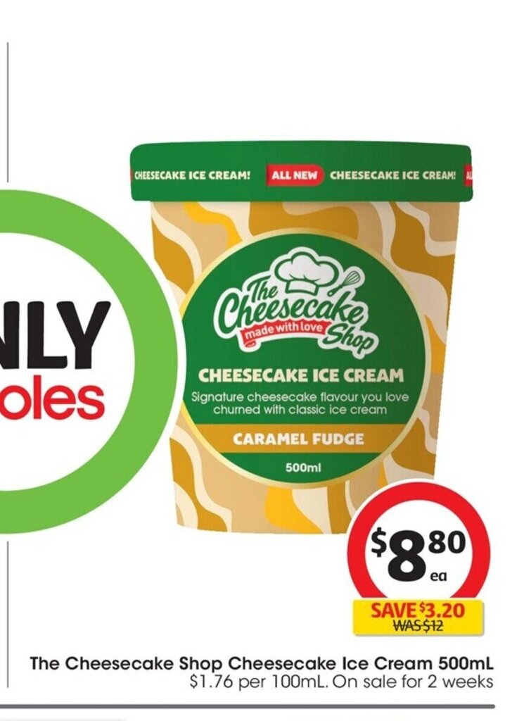 The Cheesecake Shop Cheesecake ice Cream 500ml offer at Coles