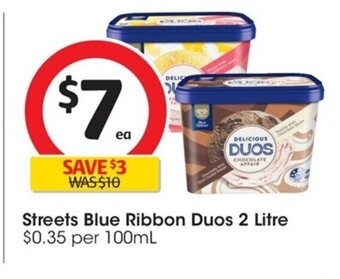 Coles Streets Blue Ribbon Duos 2 Litre offer