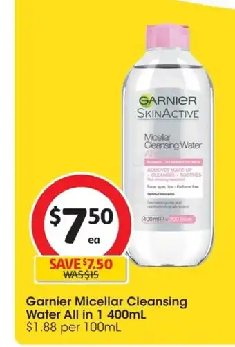Coles Garnier Michellar Cleansing Water All in 1 400ml offer