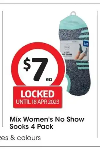 Coles Mix Women's No Show Socks 4 Pack offer