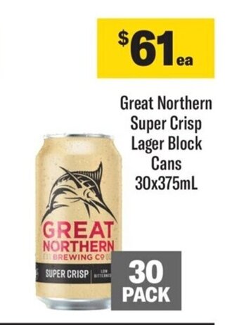 Coles Great Northern Super Crisp Lager Block Cans 30x375ml offer