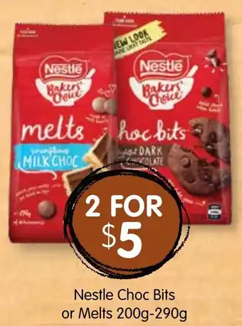 Spudshed Nestle Choc Bits or Melts 200g-290g offer
