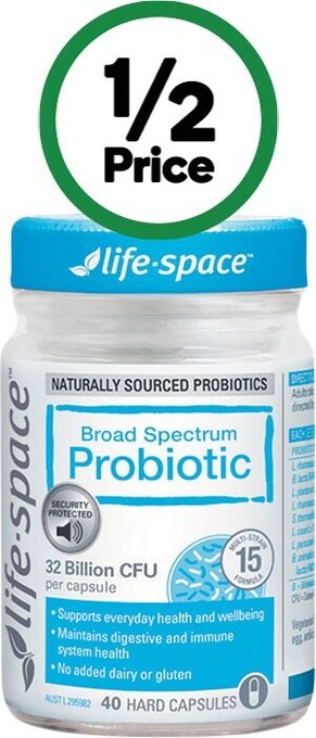 Woolworths Life-space broad spectrum probiotic capsules pk 40~ offer