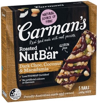 Woolworths Carman’s nut bars 160-175g pk 5 offer