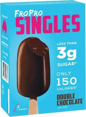 Woolworths Fropro singles ice cream sticks 300ml pk 3 – from the freezer offer