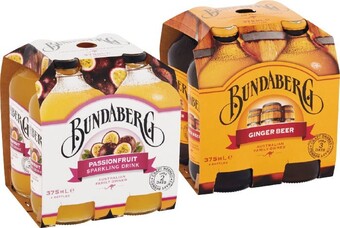 Woolworths Bundaberg ginger beer or sparkling varieties 4 x 375ml offer