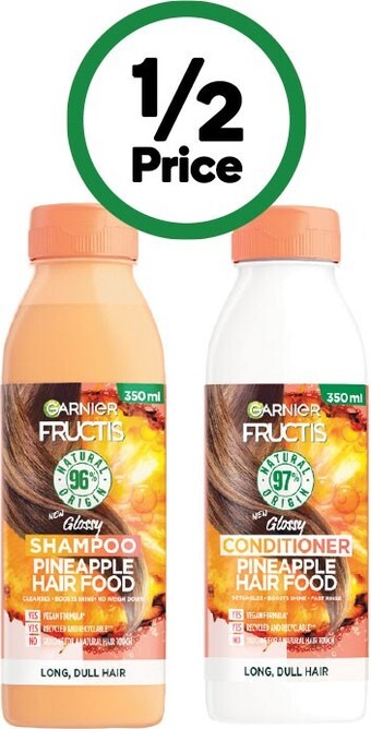Woolworths Garnier fructis hair food shampoo or conditioner pineapple 350ml offer