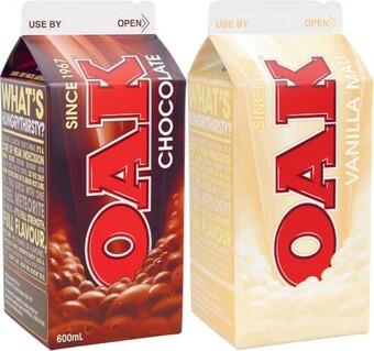 Coles Oak flavoured milk 600ml offer