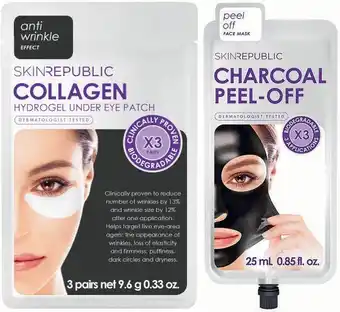 Skin republic charcoal mask or collagen hydrogel under eye patch 3 pack