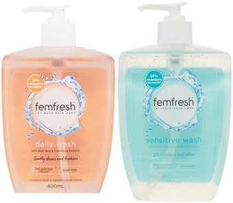 Coles Femfresh intimate wash daily or sensitive 600ml offer