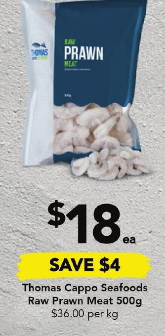 Drakes Thomas Cappo Seafoods Raw Prawn Meat 500g offer