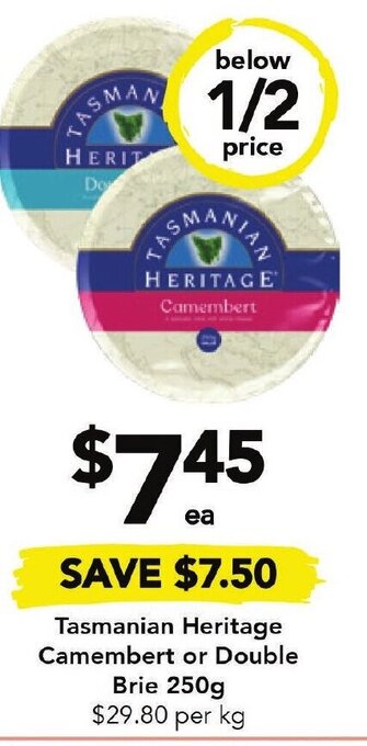 Drakes Tasmanian Heritage Camembert Or Double Brie 250g offer