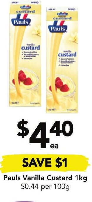 Drakes Pauls Vanilla Custard 1kg offer