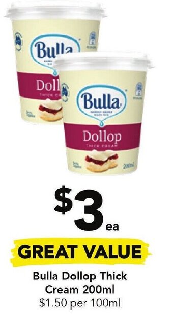 Drakes Bulla Dollop Thick Cream 200ml offer