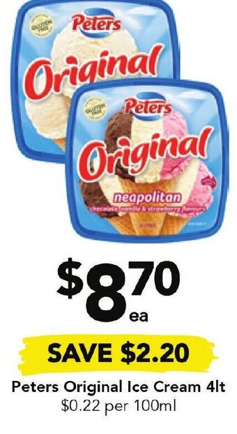 Drakes Peters Original Ice Cream 4lt offer