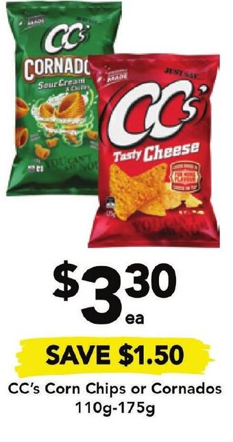 Drakes CC's Corn Chips Or Cornados 110g-175g offer