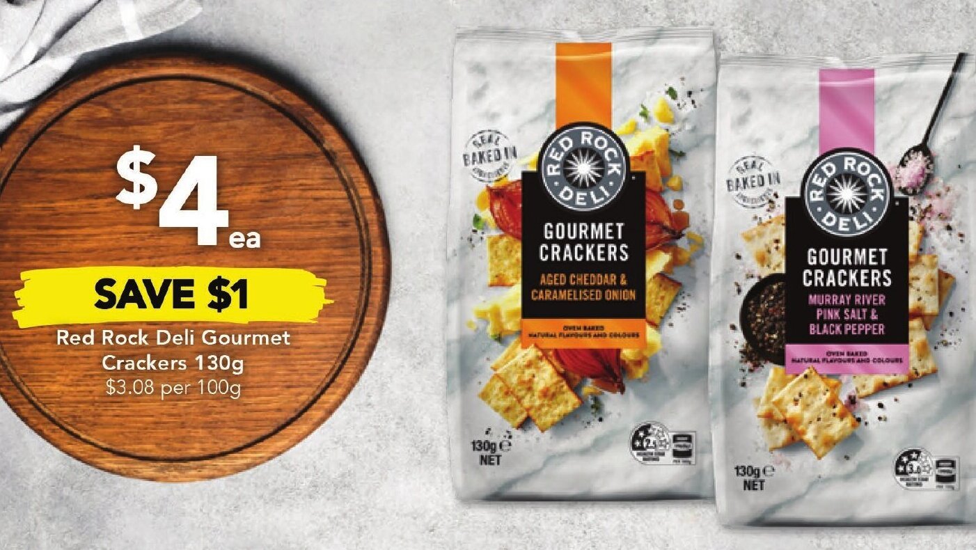 Red Rock Deli Gourmet Crackers 130g offer at Drakes