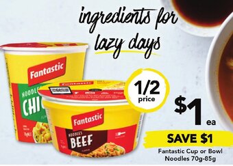 Drakes Fantastic Cup or Bowl Noodles 70g-85g offer