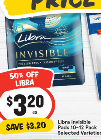 Libra Invisible Pads 10-12 Pack