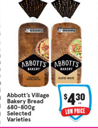 IGA Abbott's Village Bakery Bread 680-800g offer