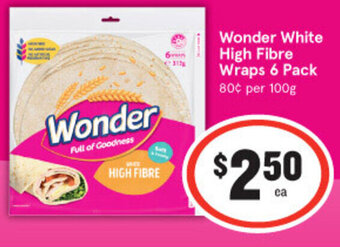 IGA Wonder White High Fibre Wraps 6 Pack offer