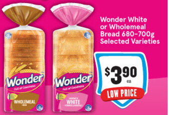 IGA Wonder White or Wholemeal Bread 680-700g offer