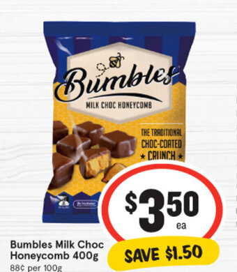IGA Bumbles Milk Choc Honeycomb 400g offer