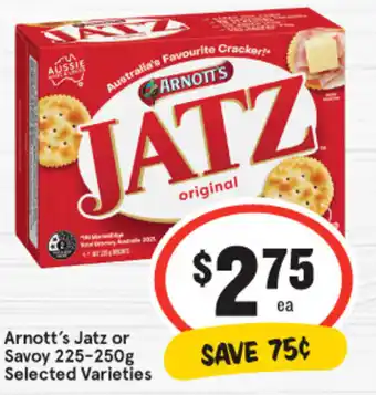 IGA Arnott's Jatz or Savoy 225-250g offer